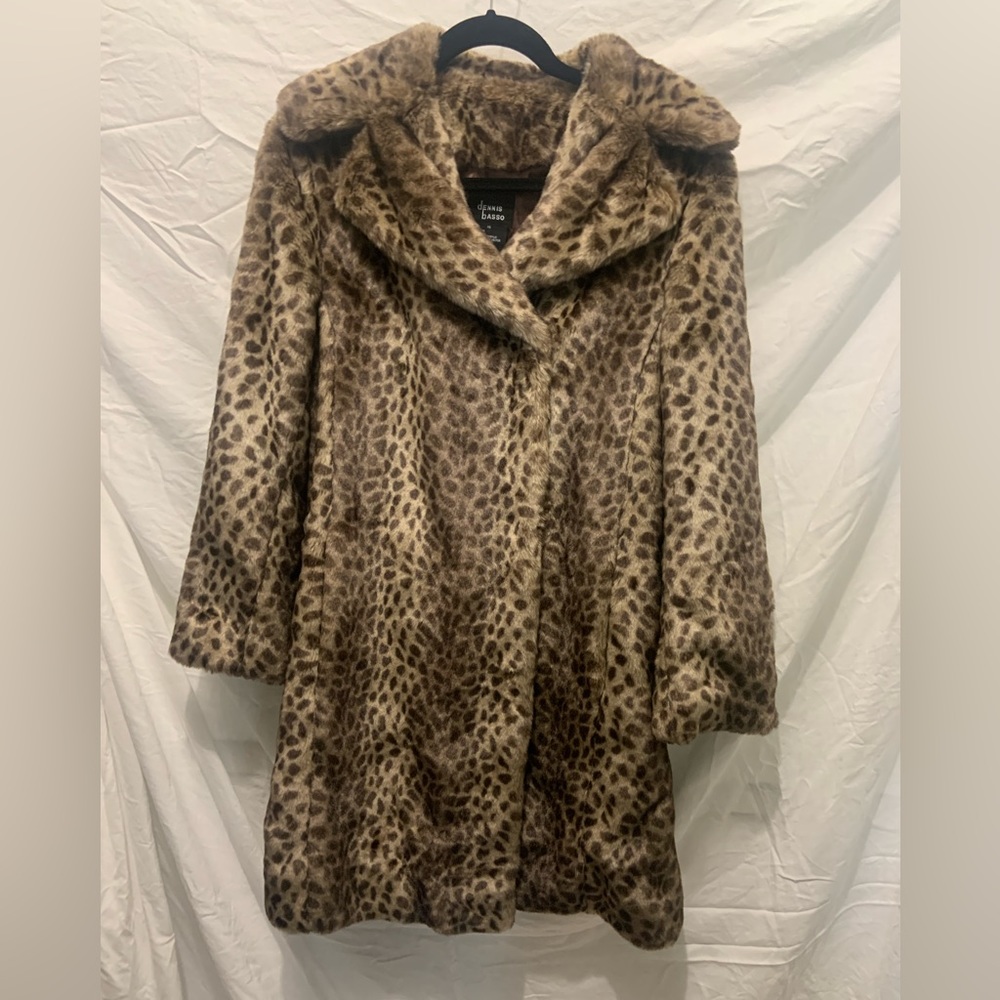 Faux fur cheetah print coat by Dennis basso